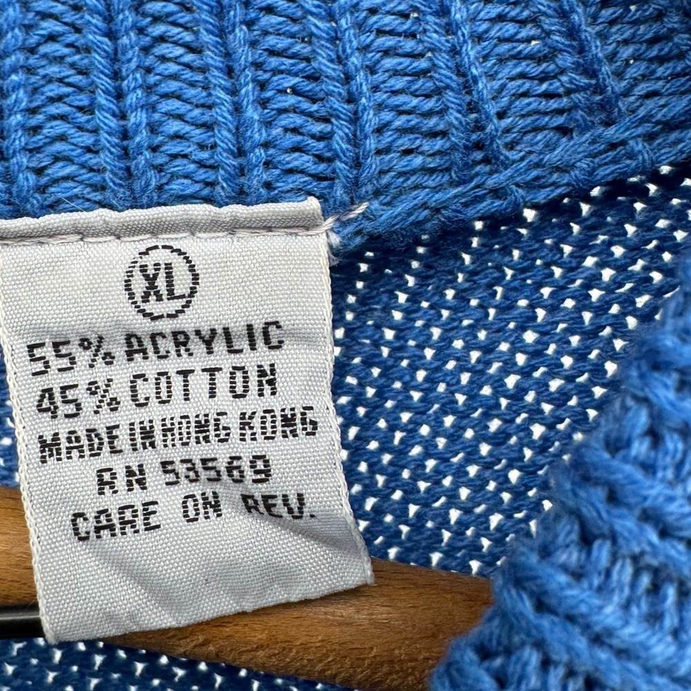 Vintage‎ Aureus Mens Blue Pullover V-Neck Knit Sweater Cotton Blend Size XL - Picture 5 of 10
